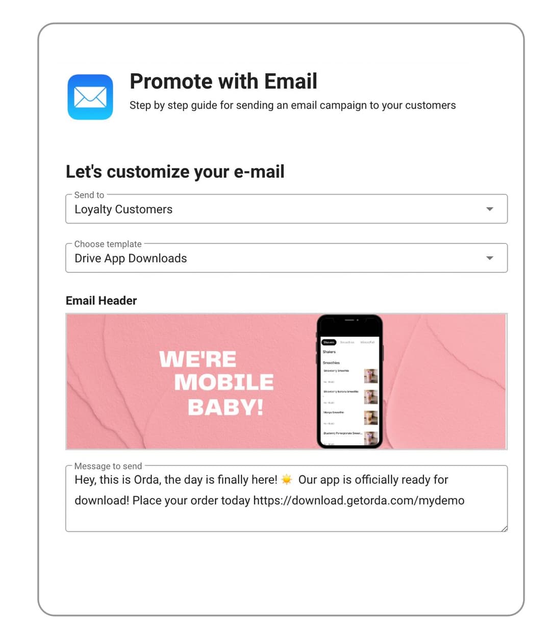 <h2 style="letter-spacing:-2.5px;line-height:70px">Email and SMS Marketing for Mobile Ordering App</h2>